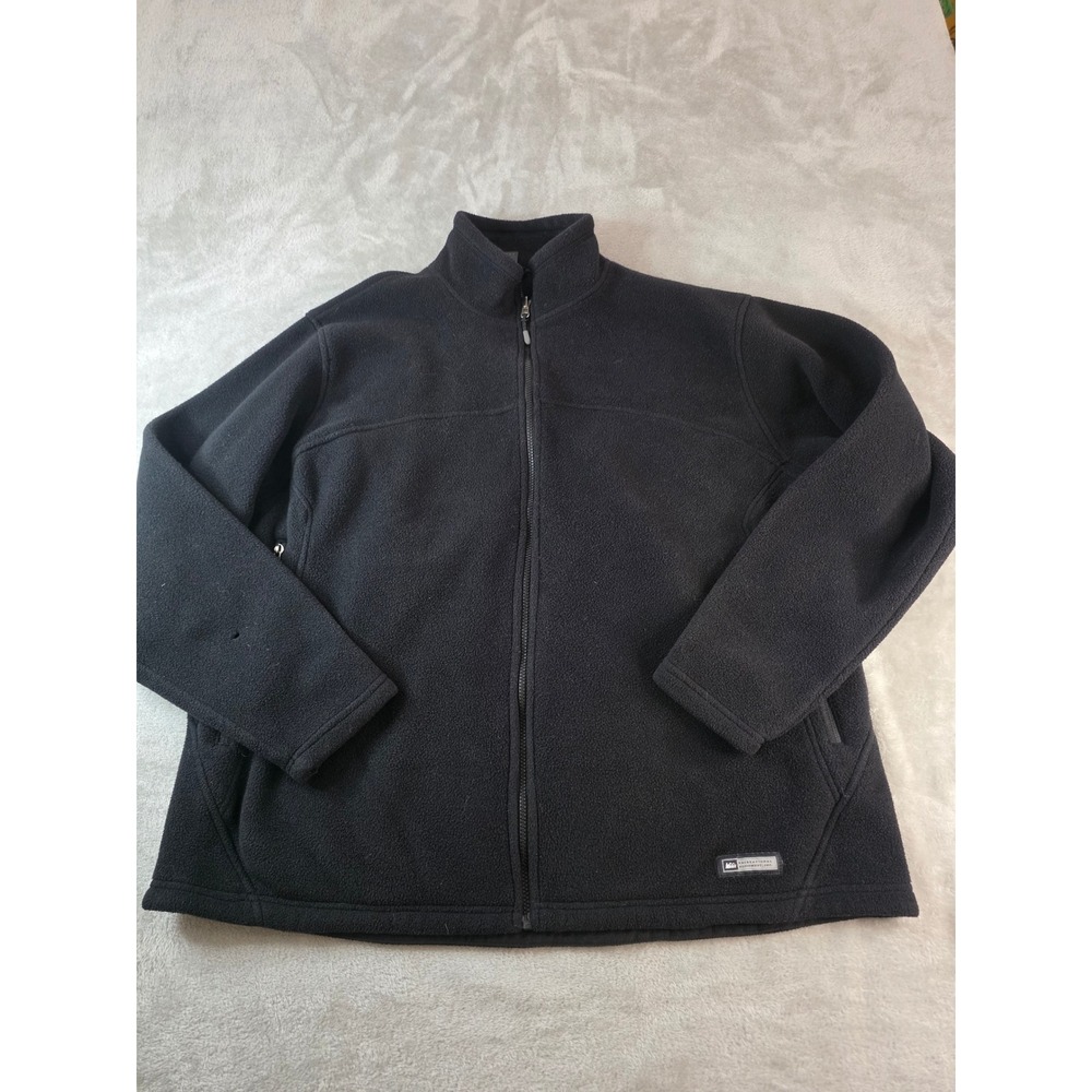 REI Fleece Jacket Mens 3XL Black Full Zip Mock Neck Outdoor Layering
